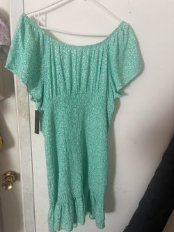 Mint Green Floral dress Mini Dress