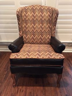 Custom upholstered Queen Anne wingback chair - wing back