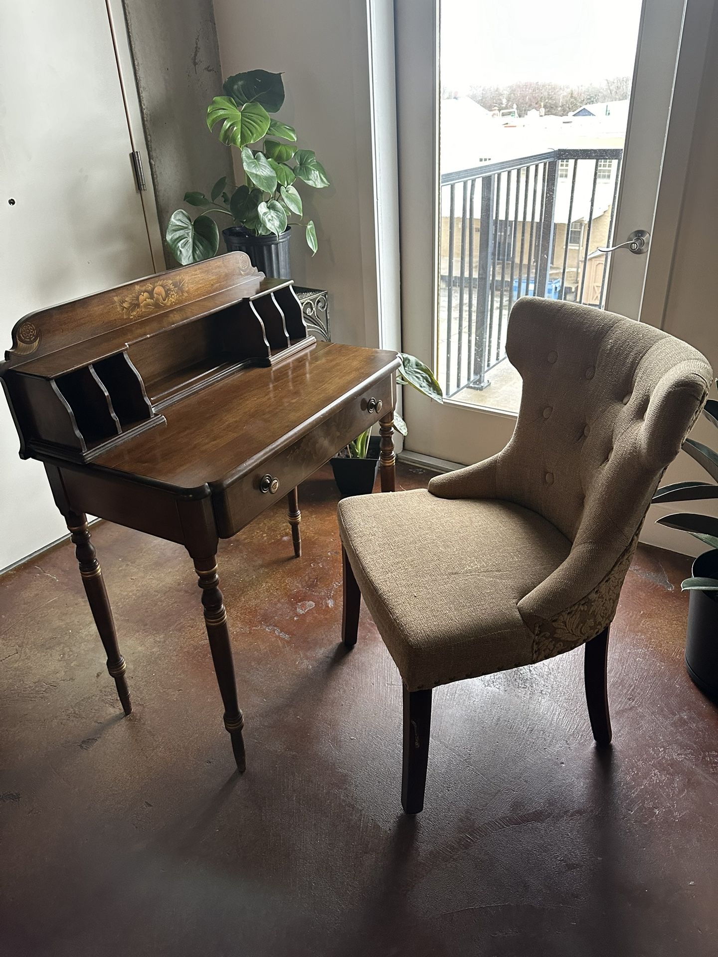 HITCHCOCK DESK & wingback chair 