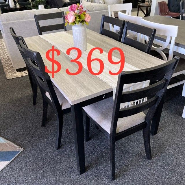 7 Piece Solid Wood Dining Table Set  - Christmas Sale 