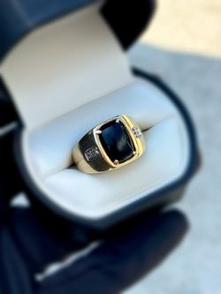 Jewelry 10k solid yellow gold onyx stone natural diamonds 2.54CTW ring size 11.50