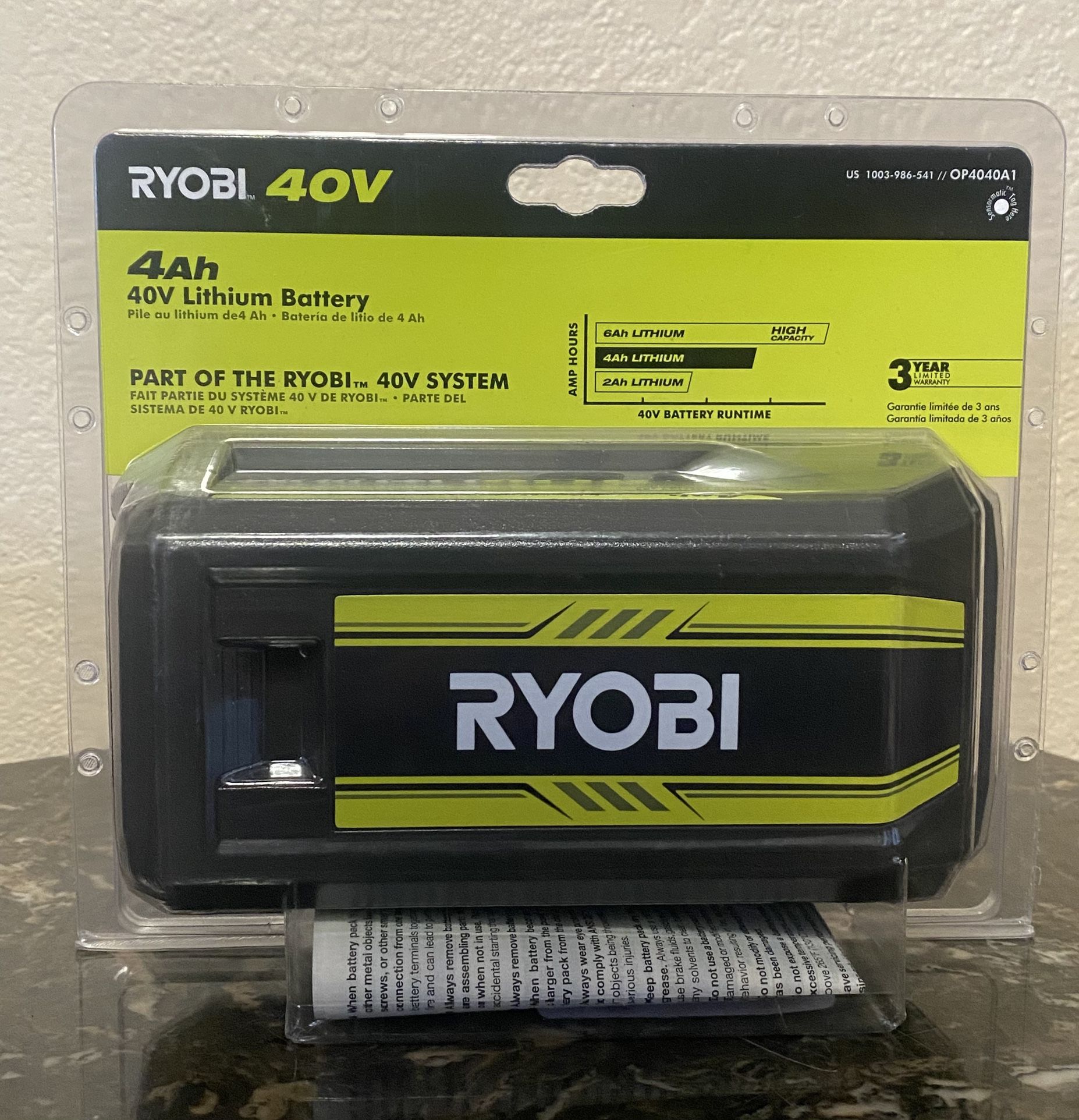 Ryobi Battery De 40 Volts Y 4ah Nueva Sellada  Precio fijo $60 