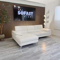 Sectional Leather Sofa – White 