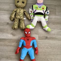 Disney Pixar Buzz Lightyear Stuffed Pillow Buddy Plush Animal Marvel Spider Man Baby Groot Guardians of the Galaxy