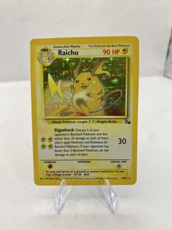 Pokemon Raichu Holo 14/62 Fossil WOTC 1999 MP Vintage Holo Card