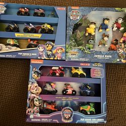 Paw Patrol Pup Squad and Liberty Vehicle Pack, Jungle Pups Figure Gift Pack, Pup Squad & Roxi Racers Pack