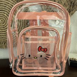 New Hello Kitty Backpack Clear Pink Girls School Bag