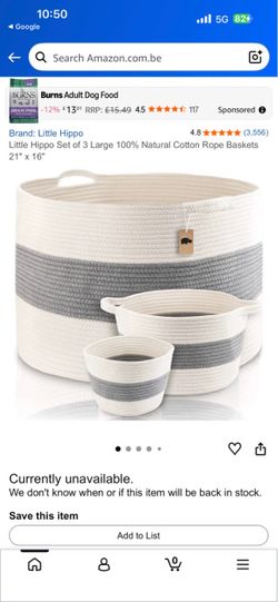 Little Hippo Set of 2 Cotton Rope Baskets