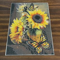 Sunflower Diamond Art Canvas, Completed 