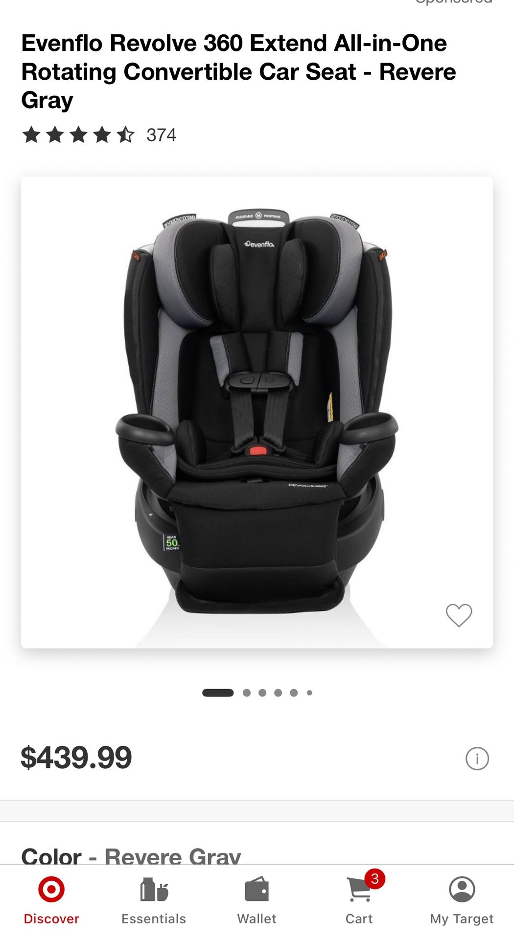 Evenflo Revolve 360 Extended All In One Rotating Convertible Car Seat