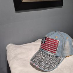 U S A.   FLAG  BLING BASEBALL HAT  