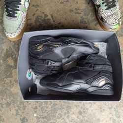 Air Jordan 8 Retro Ovo Size 12 Black/Blur-mettallic Gold