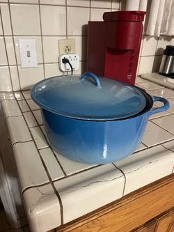 Vintage Descoware enameled cast iron Dutch oven pot