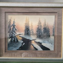 Original Picture of Pines Trees Snow Lake