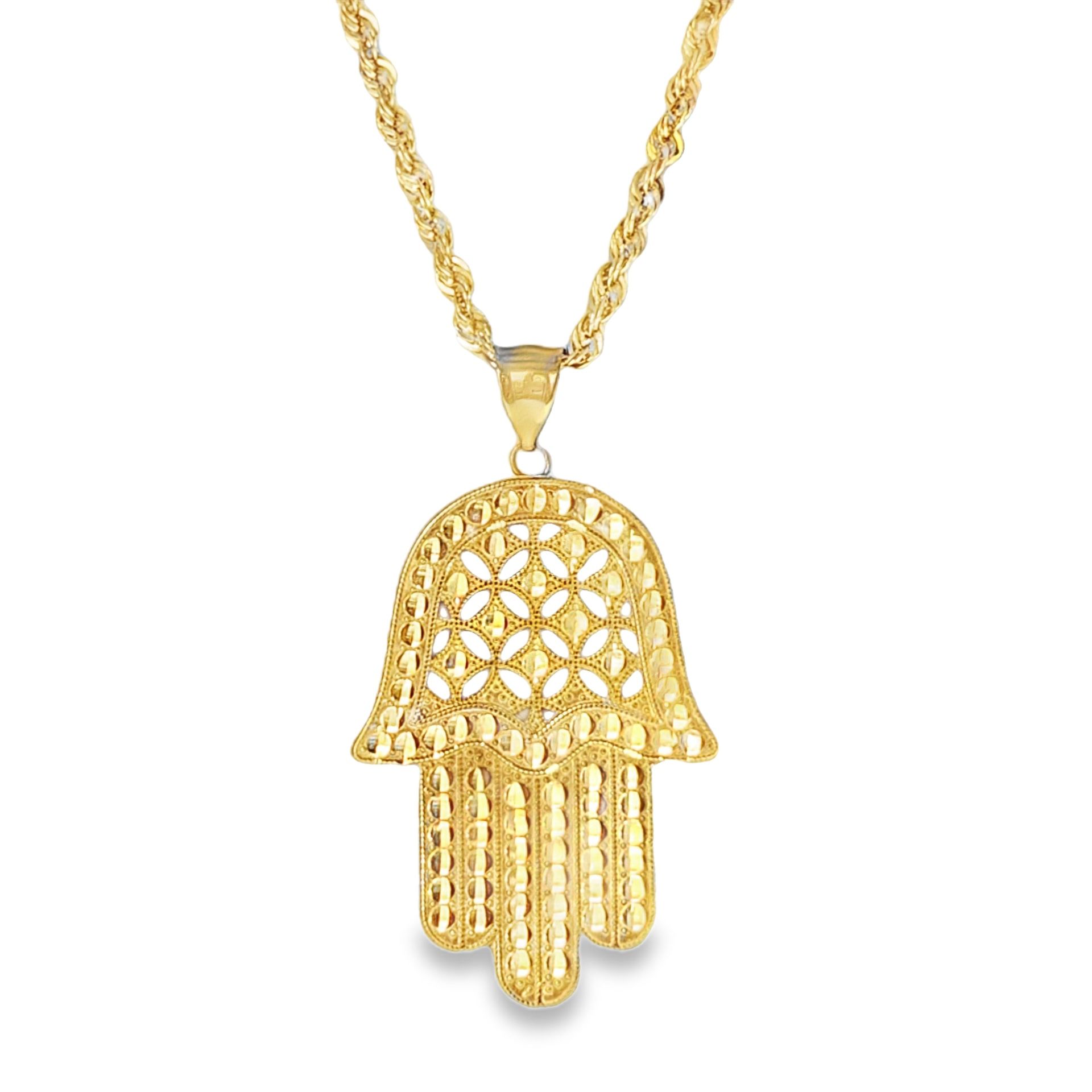 10k Yellow Gold Hamsa Charm Necklace