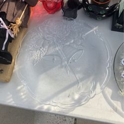 Large Glass Christmas Serving Platter Plate