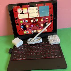 Apple IPad 9th Generation (10.2” Retina /Touch ID /IOS 18/ 2021 Model) 64GB with Pen, Keyboard  & Accessories 