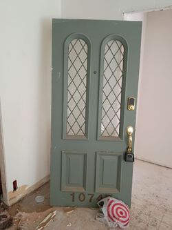 Front exterior door with glass