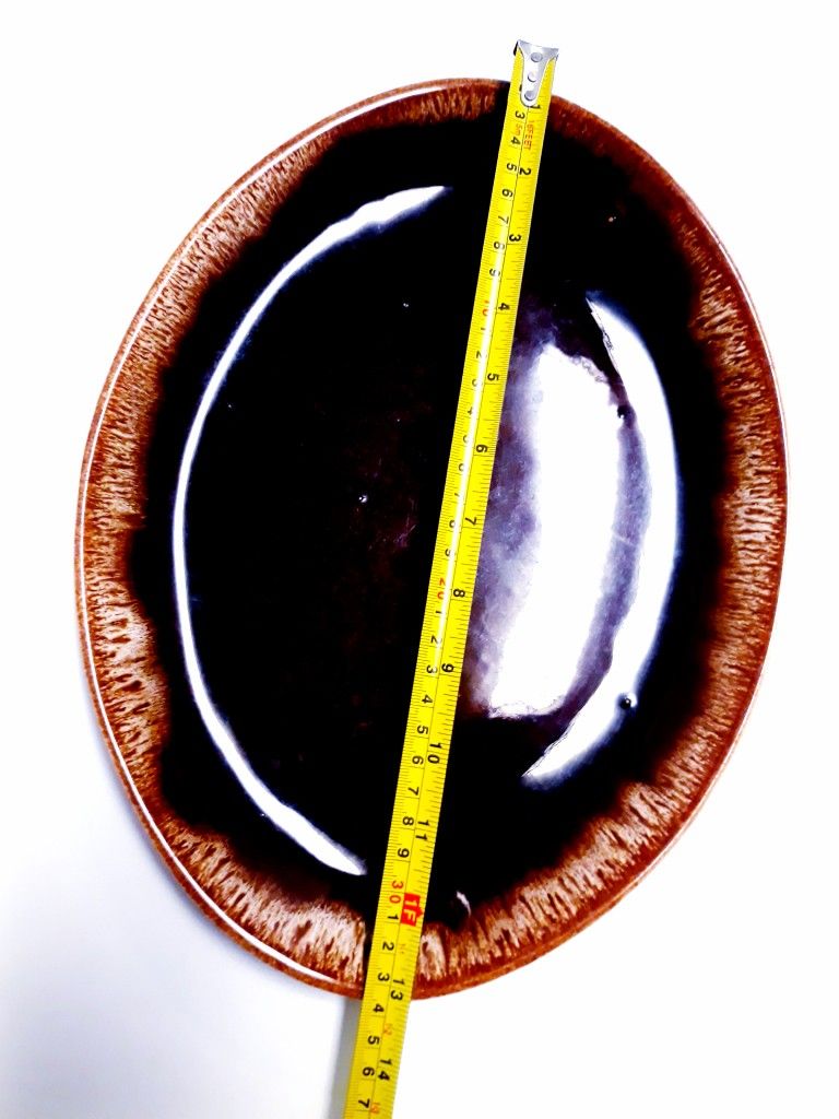 Vintage Brown Drip Oval Platter USA Pottery Oven Safe