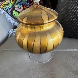 Hand-Blown Gold Luster Art Glass Apothecary Jar – Murano Style