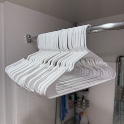 50 White Plastic Clothes Hangers – Standard Adult Size