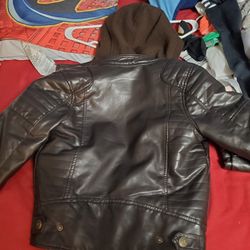 Boys Leather-like Jacket with Hoodie