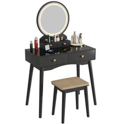 🔥ON SALE Vanity Table with Lighted Mirror, Vanity Desk with Stoo