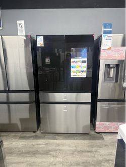 Samsung - BESPOKE 29 cu. ft. 4-Door French Door Smart Refrigerator with Family Hub - Charcoal Glass & Stainless Steel 🔥🔥