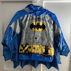 Western Chief Batman Rain Jacket Sz 2t Halloween Costume Hooded w Cape Kids 5 Blue Waterproof Terry Lined