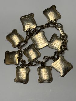 Vintage Ten Commandments Scroll Charm Bracelet