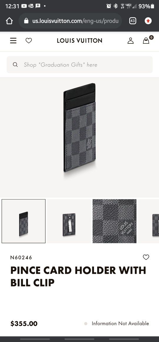 Louis Vuitton Pince Card Holder with Bill Clip Damier Cobalt Black 1615581