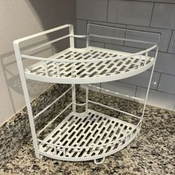 Punched Metal 2-Tier Corner Shelf