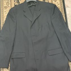 💥 MEN’S BLACK PINSTRIPE WOOL SUIT – 48 TALL – PRICED TO MOVE 💥