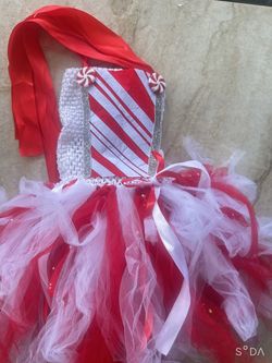 Girls Candy Cane Christmas Tutu Dress