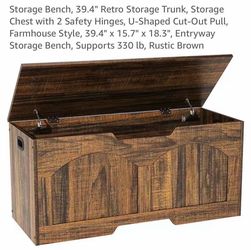 39.4” retro storage bench, new