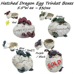 NEW- Hatched Dragon Egg Trunket Box - (Red)
