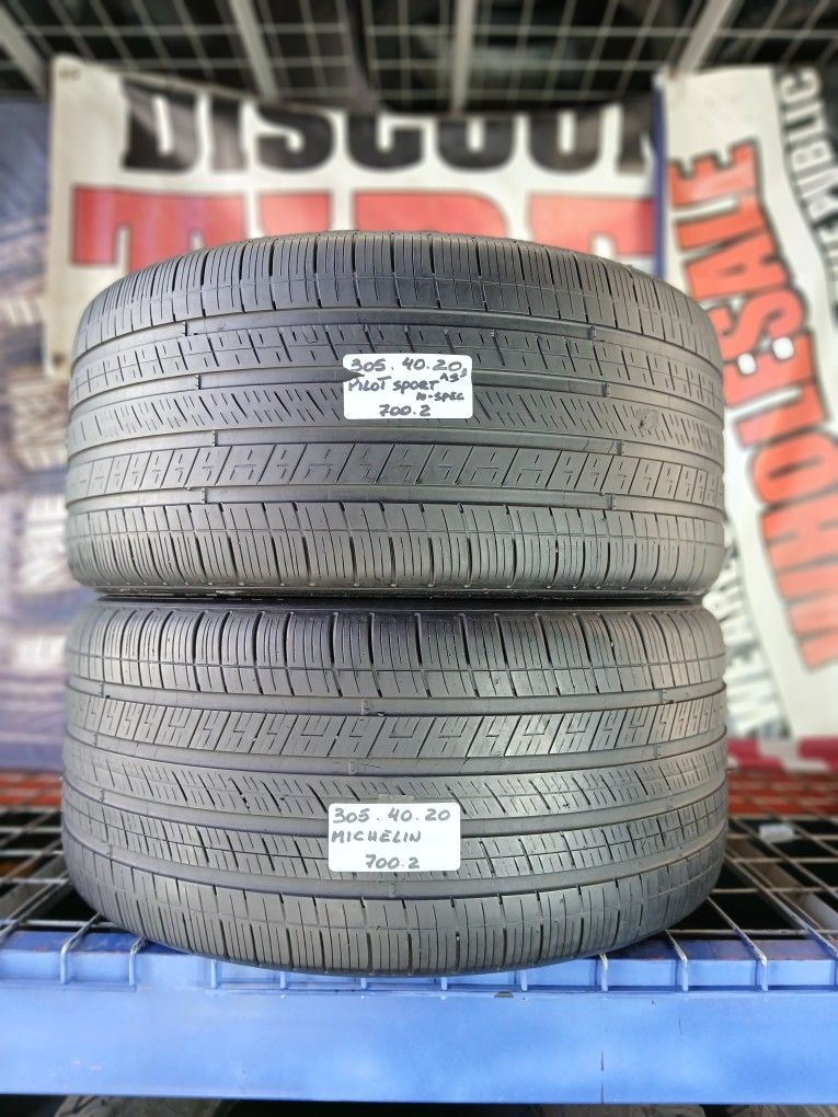 ✅️ 2 USED TIRES 305/40ZR20 MICHELIN PILOT SPORT A/S 3 N-SPEC 305/40R20 ULTRA HIGH PERFORMANCE 305 40 20 BMW X5 BMW X6 PORSCHE CAYENNE