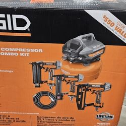 Ridgid 6 gallons air compressor and 3 tool combo  kit