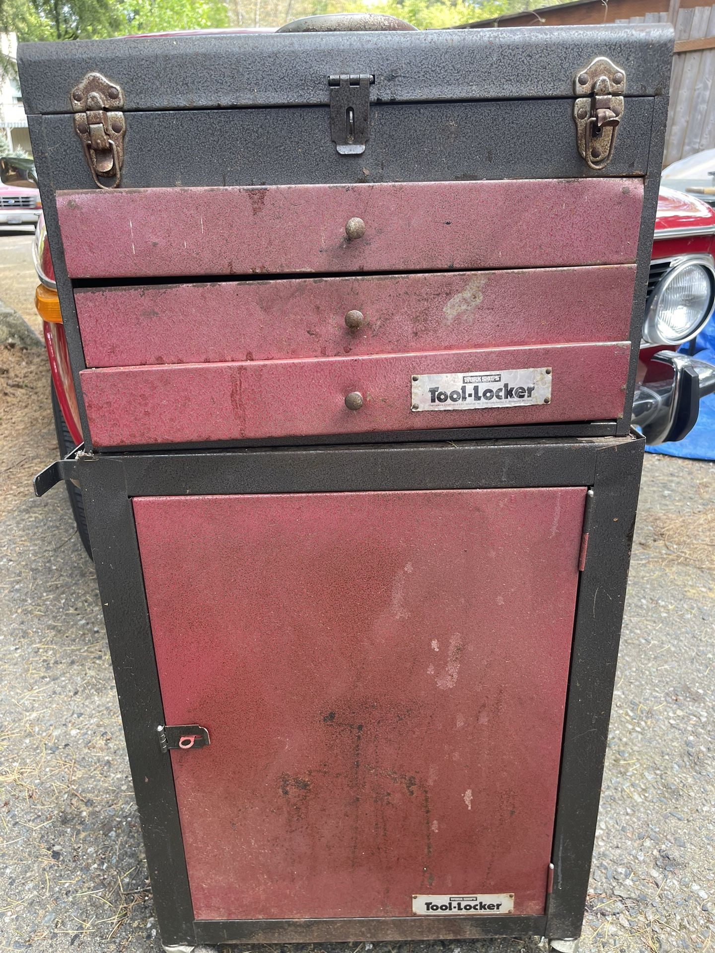 Small, Vintage, Rolling, Toolbox With Tools