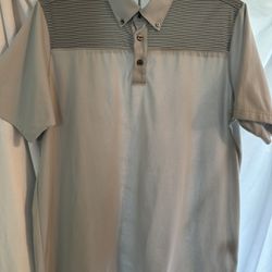 Ashworth Golf Shirt Gray Size Large