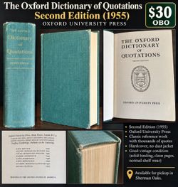 Vintage 1955 Oxford Dictionary of Quotations – Second Edition – Hardcover