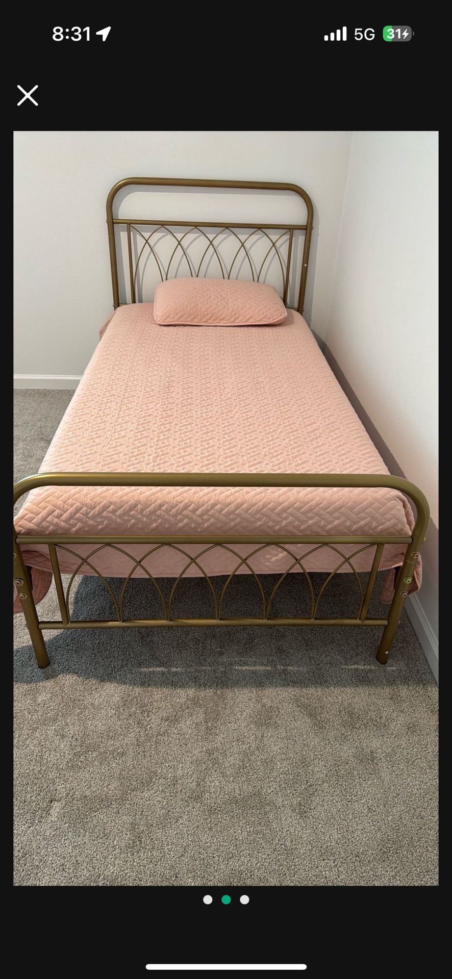 Twin Gold Metal Bed