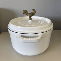 STAUB CAST IRON 5.75 qt, Oval, Coq Au Vin Dutch Oven, Pure-white