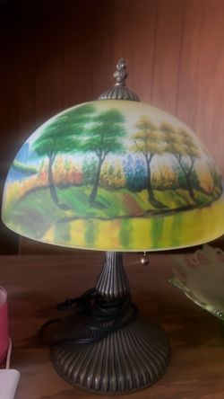 Reverse Painted Glass Table Lamp