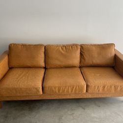 Albany Park Leather Sofa (walnut) - Mid-Century Modern