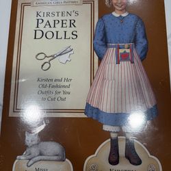 the vintage Kirsten's Paper Dolls: Kirsten and Her Old-Fashioned Outfits for You to Cut Out set from the American Girls Pastimes collection.