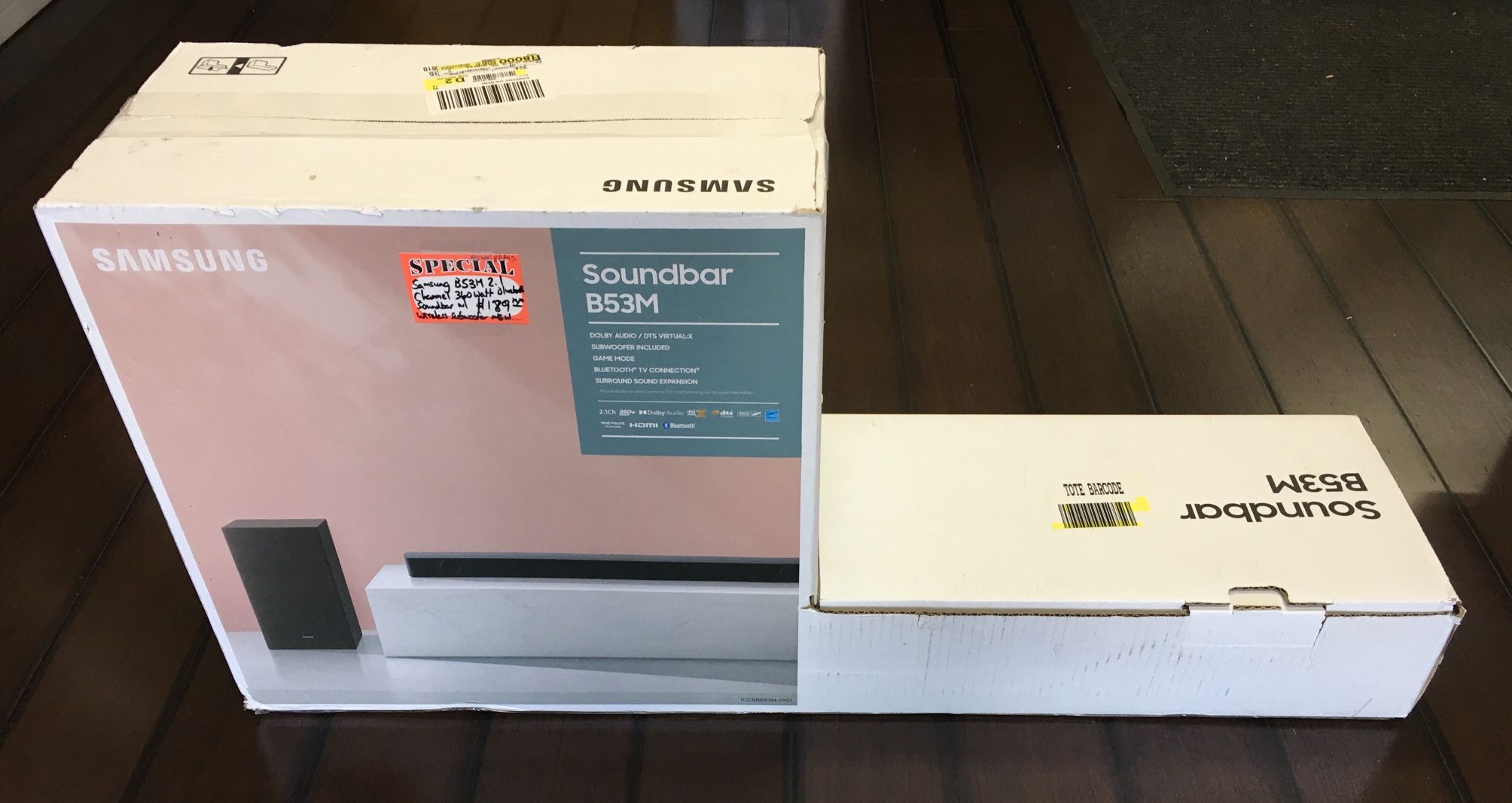 Samsung B53M 2.1 Channel 360 Watt Bluetooth Soundbar With Wireless Subwoofer Brand New  