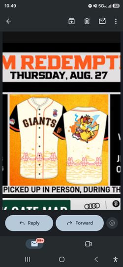 Pokemon night exclusive Giants jersey