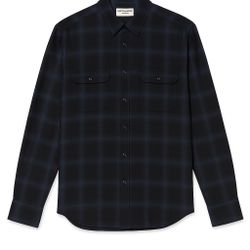 Saint Laurent Paris Navy/Black Plaid ButtonDown  Size 42 (16.5” Neck / US Large)