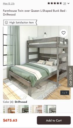 Farm house top bunk bed frame